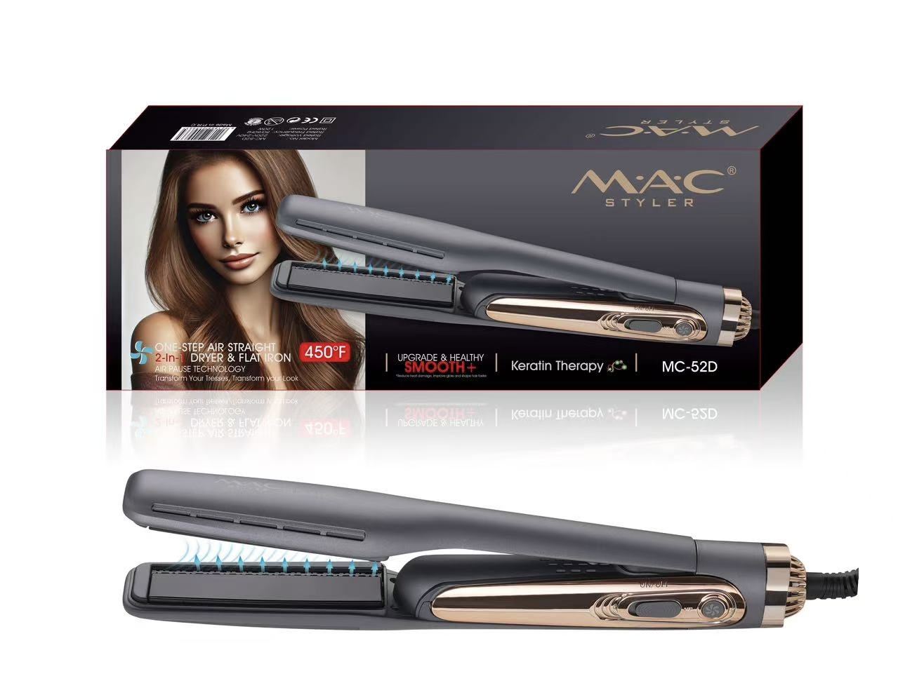 Lisseur-Sèche-Cheveux 2-en-1 à Technologie Avancée – Jusqu’à 450°F - Image 3